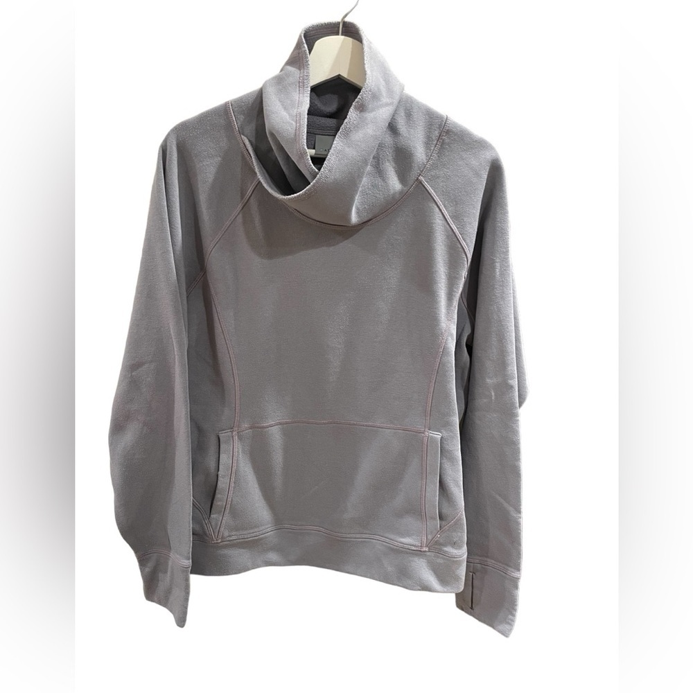 Athleta Cozy Karma Twist Funnel Neck Sweatshirt in Dark Sardina Blue
